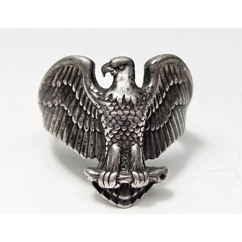Navajo Sterling Silver 3D Large Bald Eagle Band Ring Sz 11.75 12g Patriotic 925